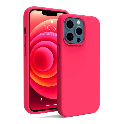 StraTG Bright hot Pink Silicon Cover for iPhone 13 Pro Max - Slim and Protective Smartphone Case 