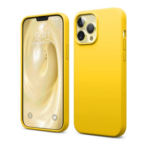 StraTG Yellow Silicon Cover for iPhone 13 Pro - Slim and Protective Smartphone Case 