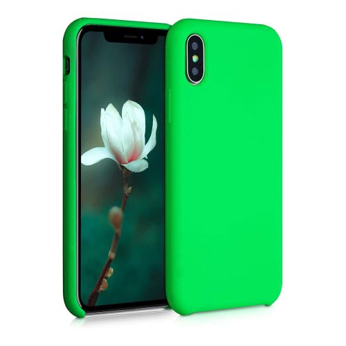 StraTG Bright Green Silicon Cover for iPhone X / XS - Slim and Protective Smartphone Case 