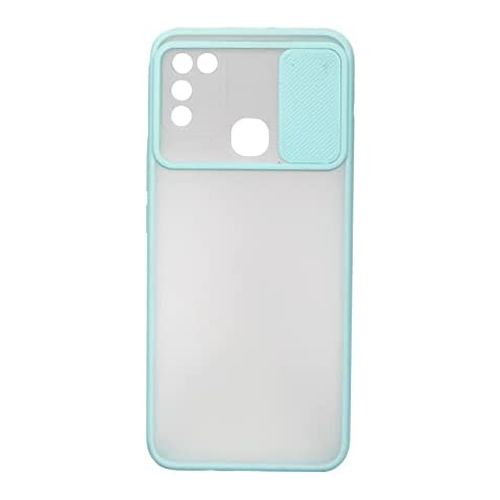 StraTG Clear and Turquoise Case with Sliding Camera Protector for Infinix Hot 10 Play X688b / Smart 5 X688c - Stylish and Protective Smartphone Case