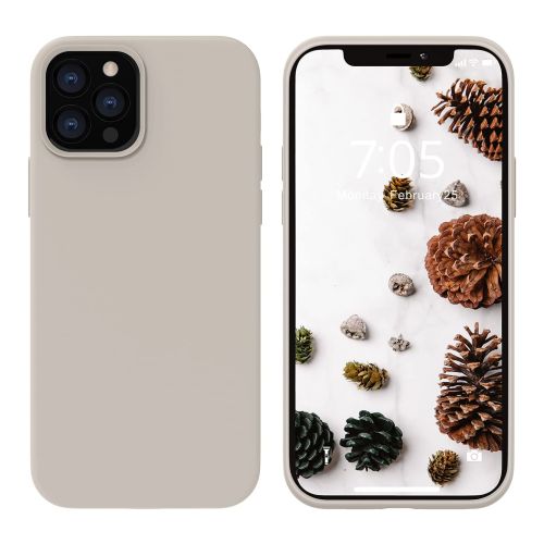StraTG Light Grey Silicon Cover for iPhone 12 Pro Max - Slim and Protective Smartphone Case 