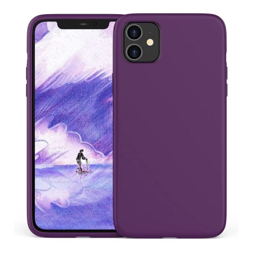 StraTG Dark Purple Silicon Cover for iPhone 11 - Slim and Protective Smartphone Case 