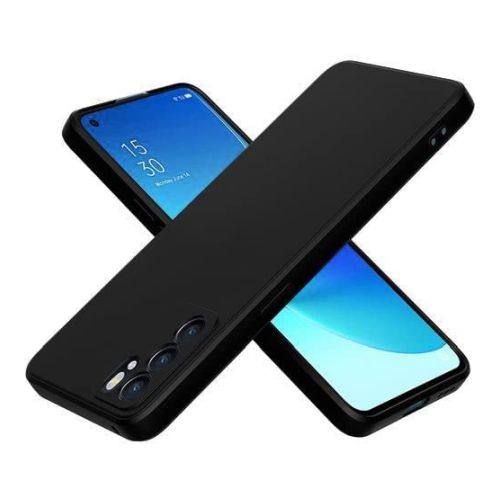 [MACO-701845] StraTG Black Silicon Cover for Oppo Reno 6 4G - Slim and Protective Smartphone Case with Camera Protection