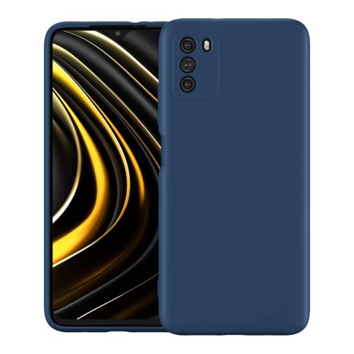 [MACO-701867] StraTG Blue Silicon Cover for Xiaomi Poco M3 - Slim and Protective Smartphone Case with Camera Protection