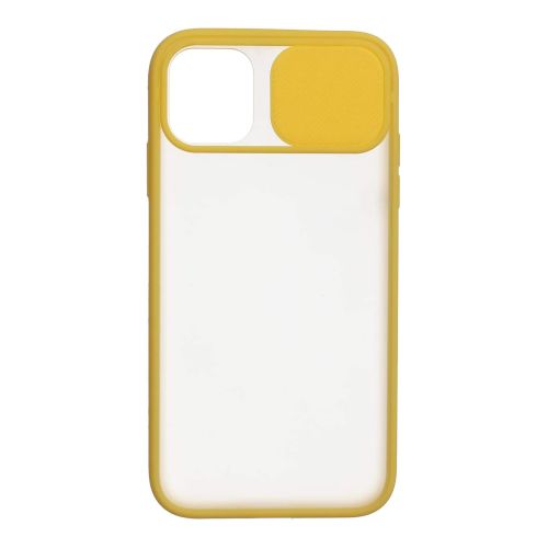[MACO-701888] StraTG Clear and Yellow Case with Sliding Camera Protector for iPhone 11 - Stylish and Protective Smartphone Case