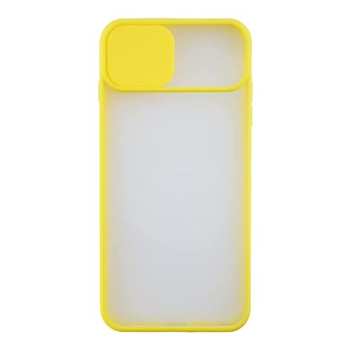 [MACO-701889] StraTG Clear and Yellow Case with Sliding Camera Protector for iPhone 11 Pro Max - Stylish and Protective Smartphone Case