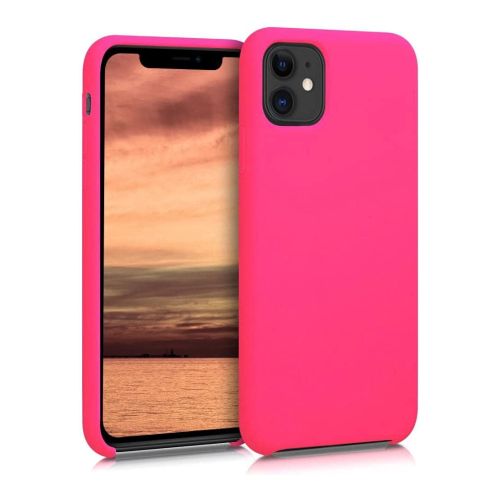 [MACO-701916] StraTG Bright hot Pink Silicon Cover for iPhone 11 - Slim and Protective Smartphone Case 