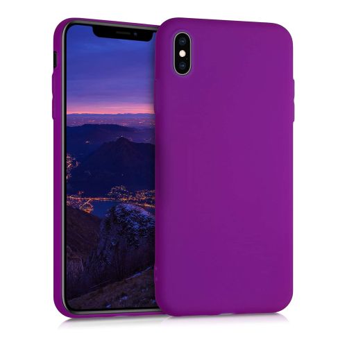 [MACO-701924] StraTG Bright Purple Silicon Cover for iPhone XS Max - Slim and Protective Smartphone Case 
