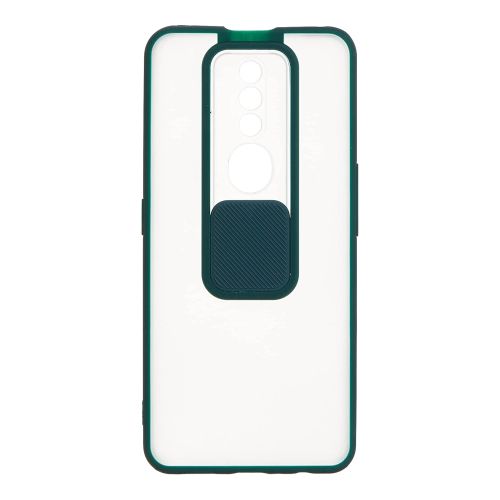[MACO-701968] StraTG Clear and dark Green Case with Sliding Camera Protector for Oppo F11 Pro - Stylish and Protective Smartphone Case