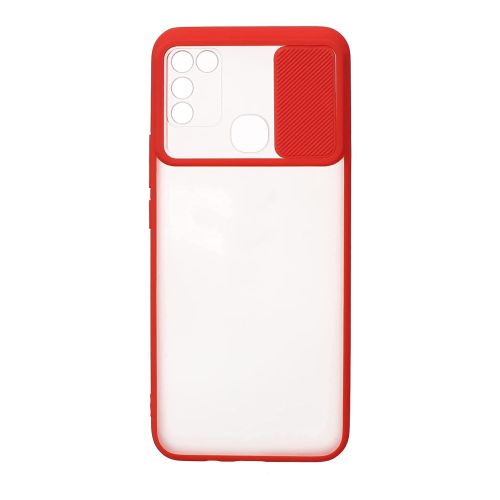 [MACO-701986] StraTG Clear and Red Case with Sliding Camera Protector for Infinix Hot 10 Play X688b / Smart 5 X688c - Stylish and Protective Smartphone Case