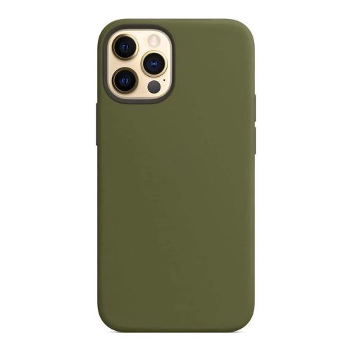 [MACO-701998] StraTG Khaki Silicon Cover for iPhone 12 Pro Max - Slim and Protective Smartphone Case 