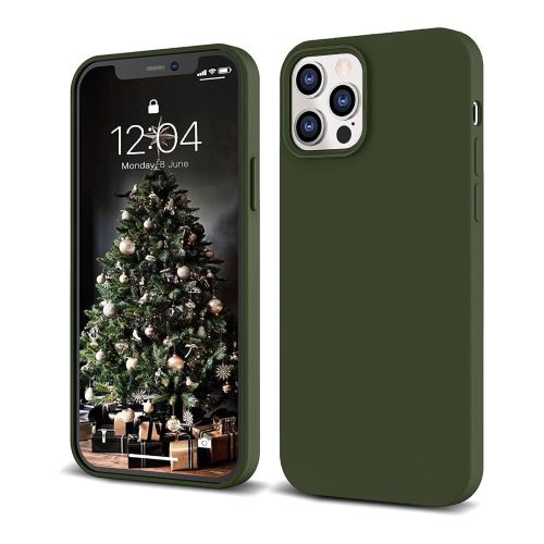 [MACO-701999] StraTG Dark khaki Silicon Cover for iPhone 12 Pro Max - Slim and Protective Smartphone Case 